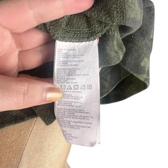 Prana Womens Green Tropical Leaf Print Hemp Blend Short Sleeve Sweatshirt Large - Picture 4 of 6